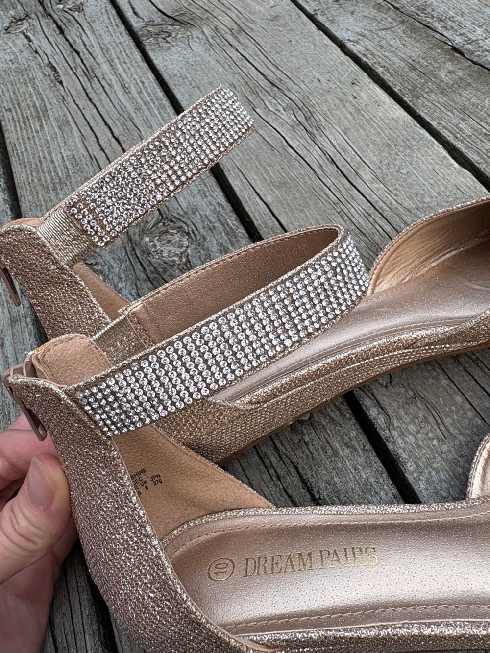 Dream Pairs Pointed Ankle-Strap Flats in Metallic Rose Gold, Size 10 - Picture 10 of 10